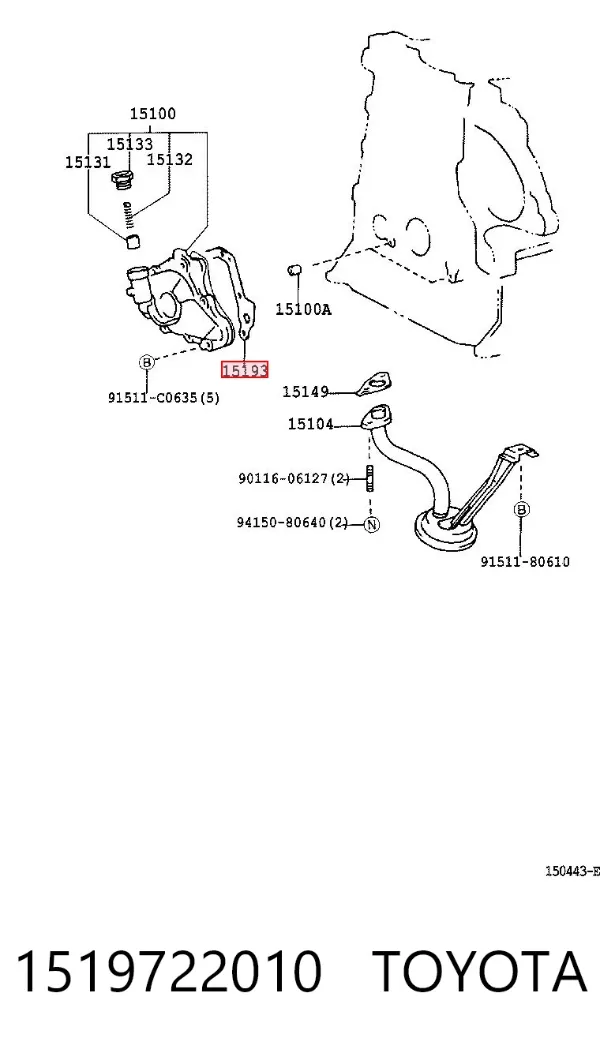 Vedante de bomba de óleo 1519722010 Toyota