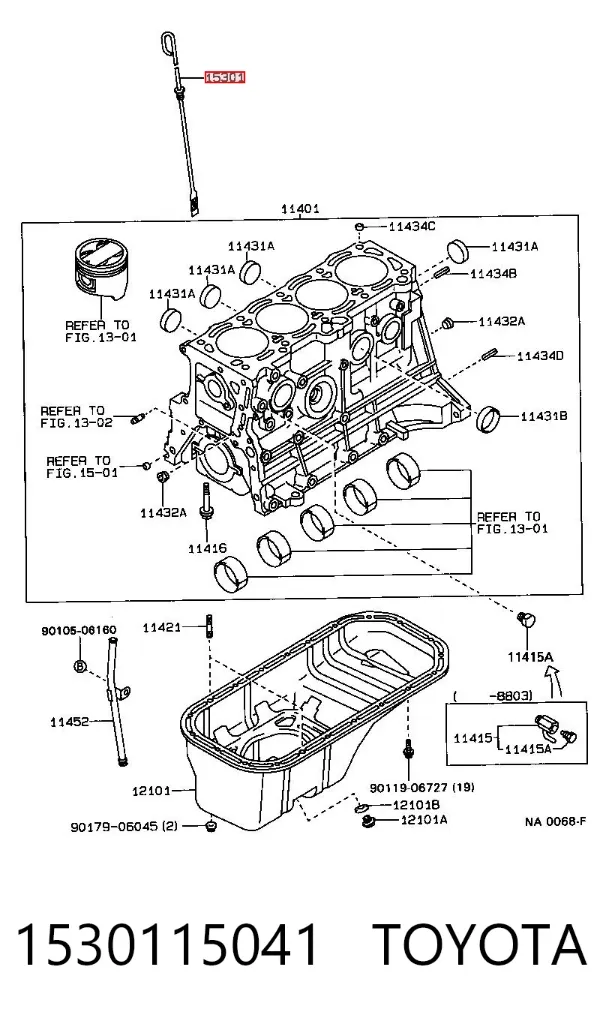 Sonda (indicador) do nível de óleo no motor 1530115041 Toyota