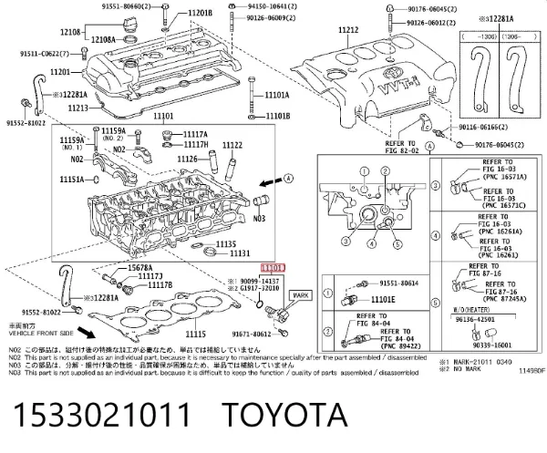 Regulador das fases de distribuição de gás 1533021011 Toyota