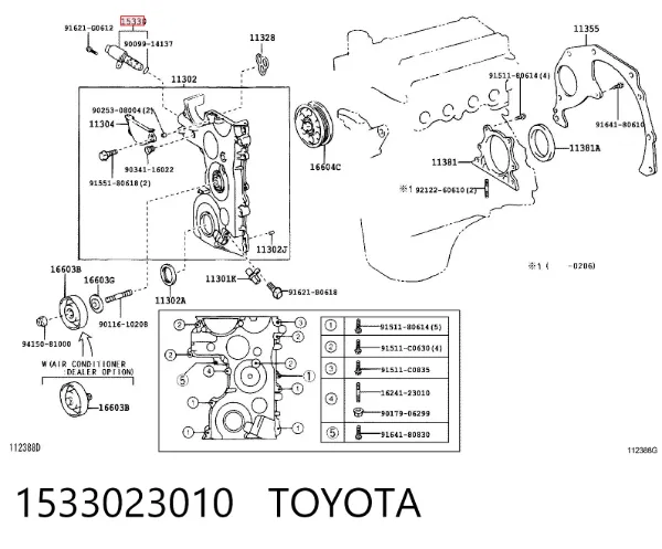 Válvula de limitação de pressão de óleo CBC 1533023010 Toyota
