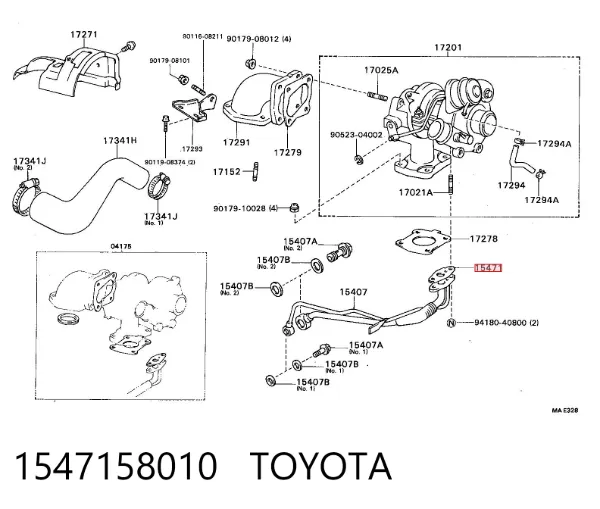 Vedante de mangueira de fornecimento de óleo de turbina 1547158010 Toyota