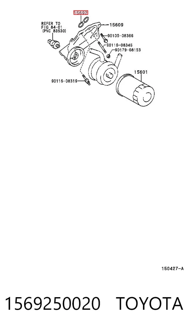 Vedante de adaptador do filtro de óleo 1569250020 Toyota