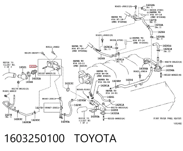 Caixa do termostato 1603250100 Toyota