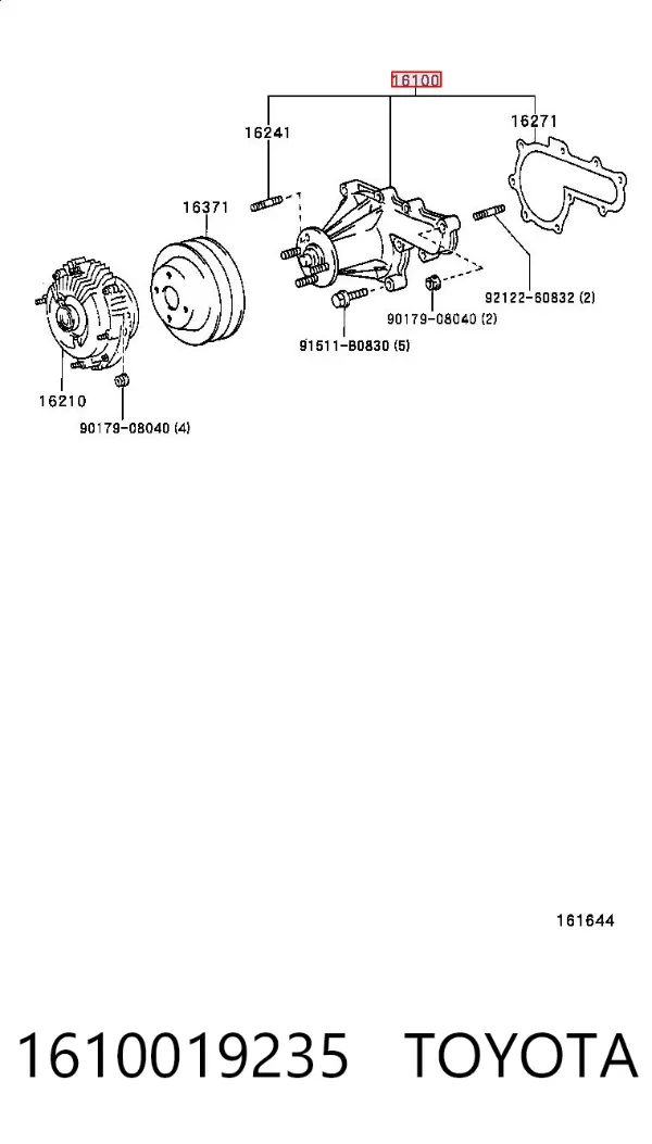 Bomba de água (bomba) de esfriamento 1610019235 Toyota