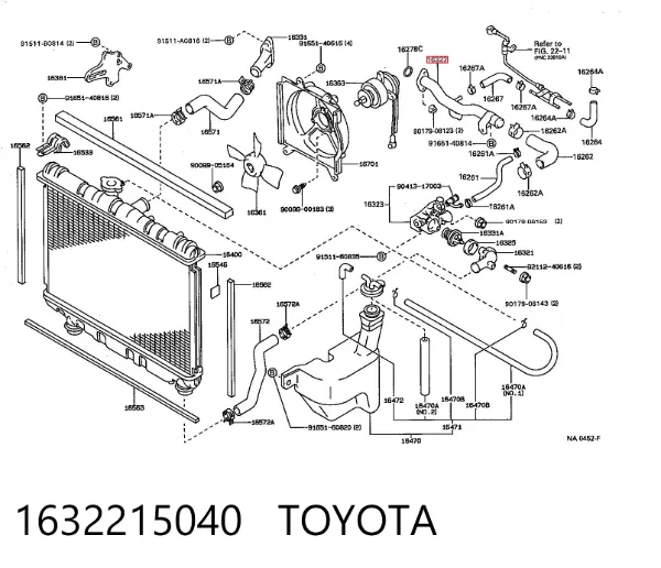 Mangueira (cano derivado) do sistema de esfriamento 1632215040 Toyota