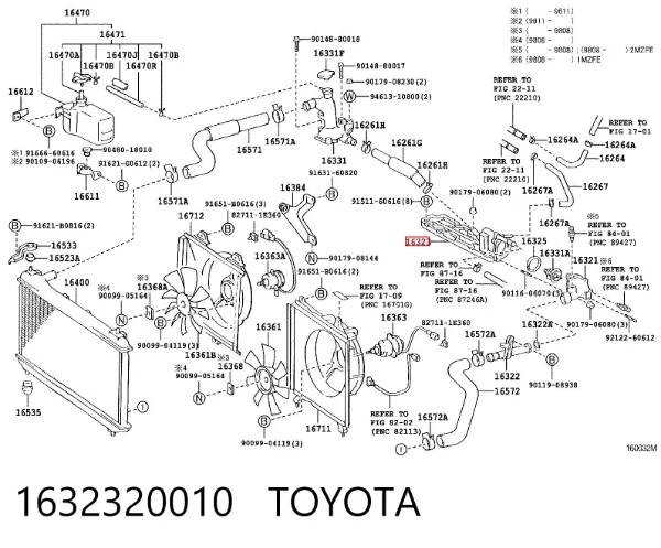 Caixa do termostato 1632320010 Toyota