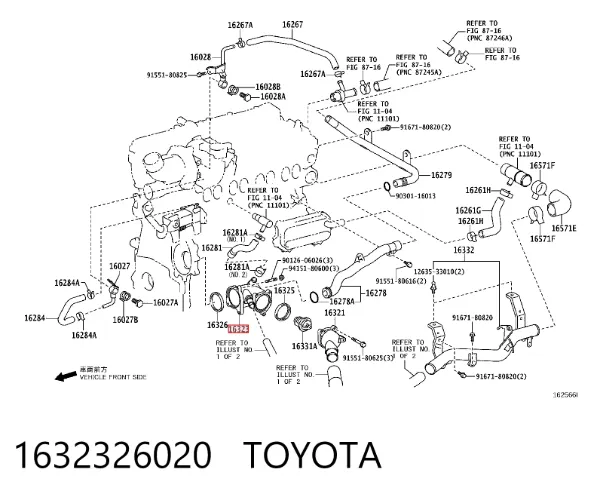 Caixa do termostato 1632326020 Toyota