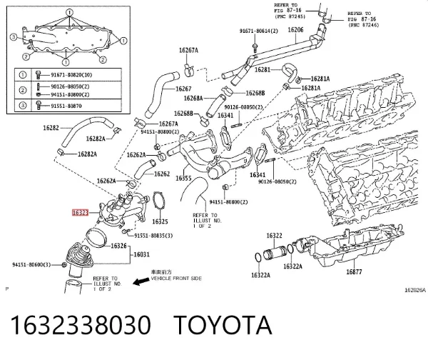 Caixa do termostato 1632338030 Toyota