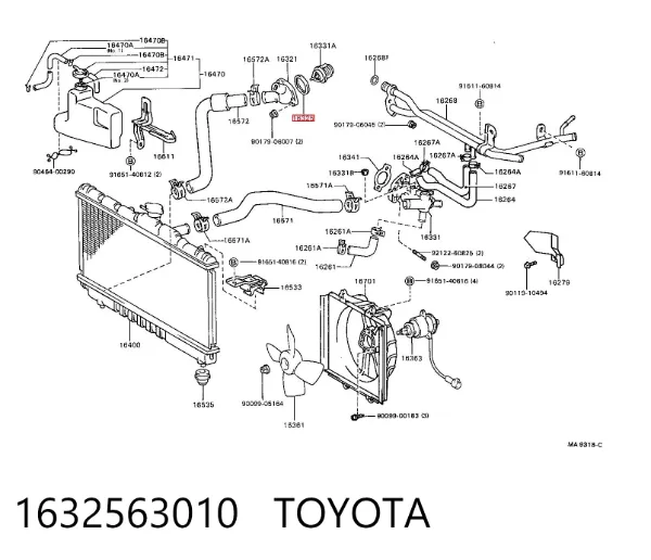 Vedante de termostato 1632563010 Toyota