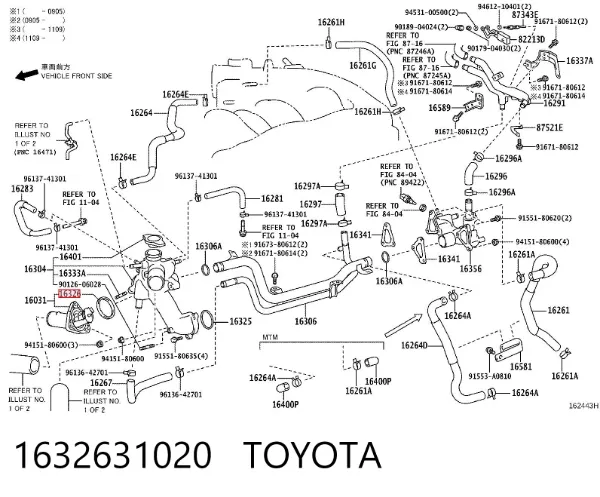 Vedante de termostato 1632631020 Toyota