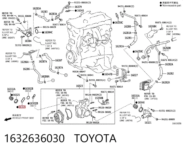 Vedante de termostato 1632636030 Toyota