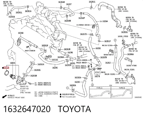Vedante de termostato 1632647020 Toyota