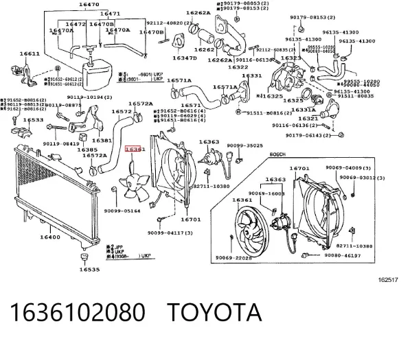 Motor de ventilador do sistema de esfriamento 1636102080 Toyota