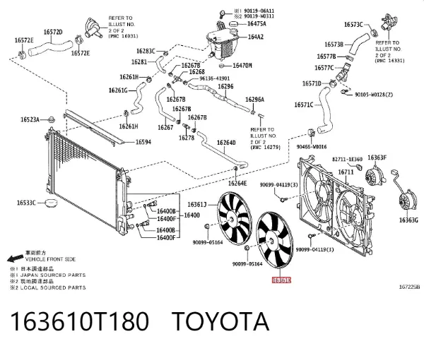 Ventilador (roda de aletas) do radiador de esfriamento 163610T180 Toyota