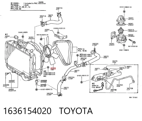 Difusor do radiador de aparelho de ar condicionado 1636154020 Toyota