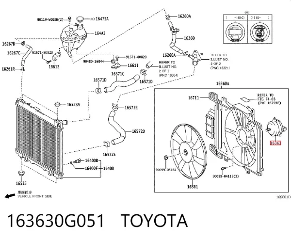 Motor de ventilador do sistema de esfriamento 163630G051 Toyota