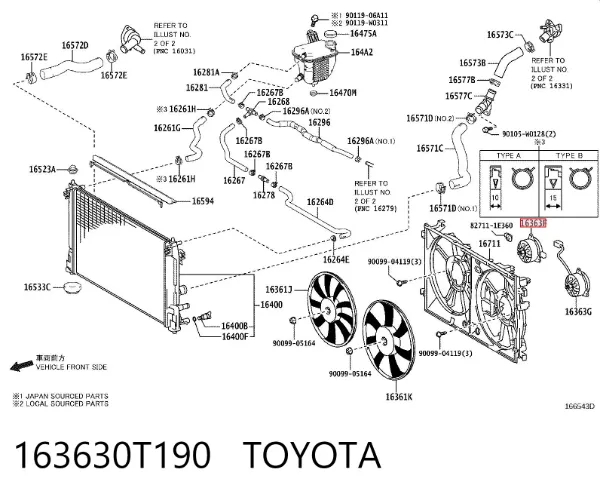 Motor esquerdo de ventilador do sistema de esfriamento 163630T190 Toyota