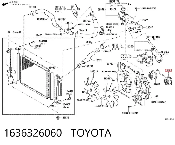 Motor direito de ventilador do sistema de esfriamento 1636326060 Toyota