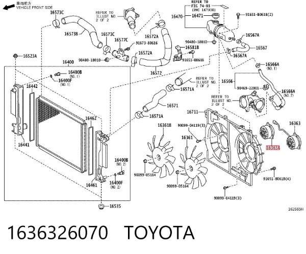 Motor esquerdo de ventilador do sistema de esfriamento 1636326070 Toyota