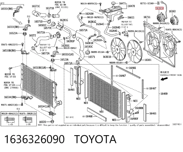 Motor de ventilador do sistema de esfriamento 1636326090 Toyota