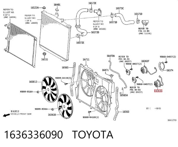 Motor esquerdo de ventilador do sistema de esfriamento 1636336090 Toyota