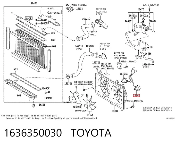 Motor de ventilador do sistema de esfriamento 1636350030 Toyota