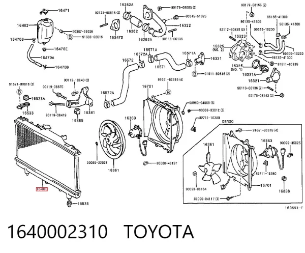 Radiador de esfriamento de motor 1640002310 Toyota