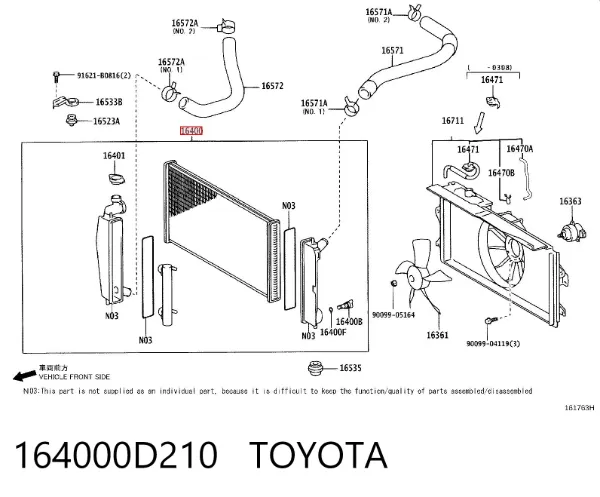 Radiador de esfriamento de motor 164000D210 Toyota