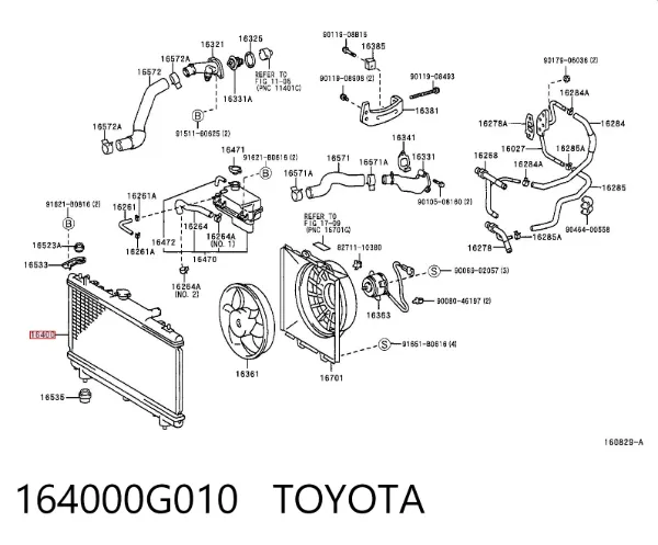 Radiador de esfriamento de motor 164000G010 Toyota