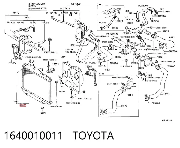 Radiador de esfriamento de motor Toyota Corolla E8