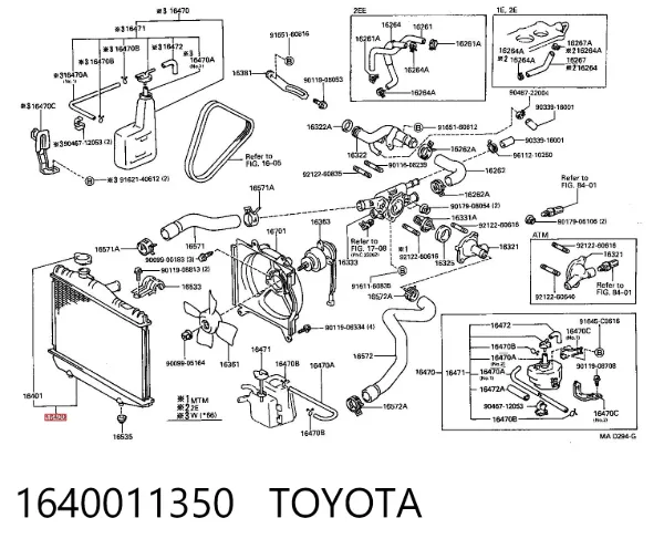 Radiador de esfriamento de motor 1640011350 Toyota