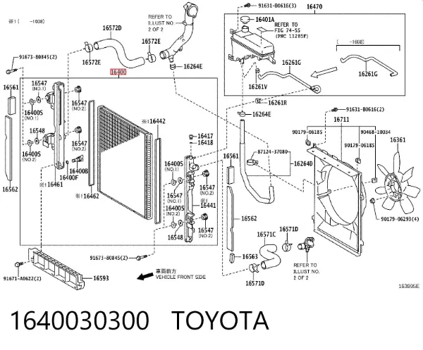 Radiador de esfriamento de motor 1640030300 Toyota
