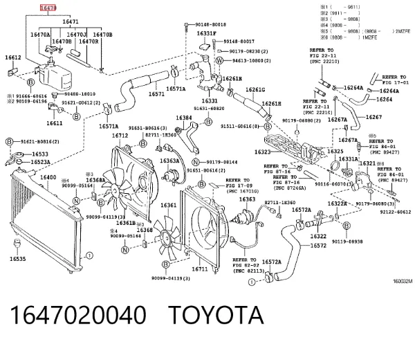 Tanque de expansão do sistema de esfriamento 1647020040 Toyota