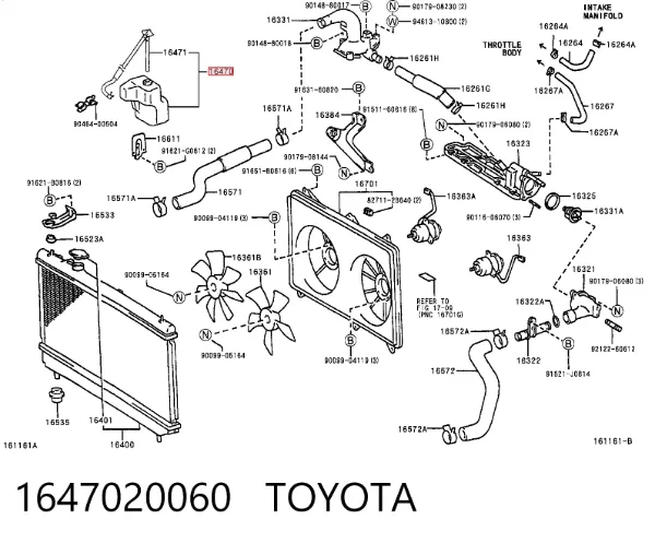 Tanque de expansão do sistema de esfriamento 1647020060 Toyota