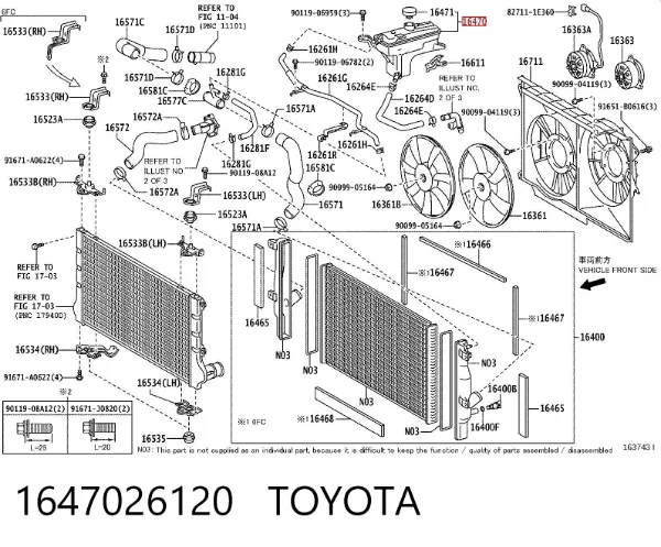 Tanque de expansão do sistema de esfriamento 1647026120 Toyota