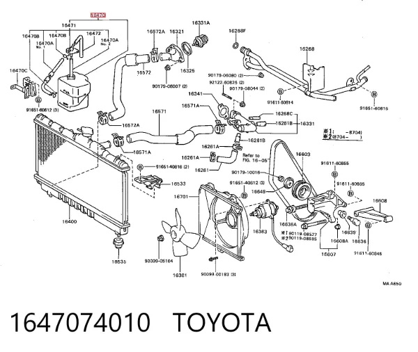 Tanque de expansão do sistema de esfriamento 1647074010 Toyota