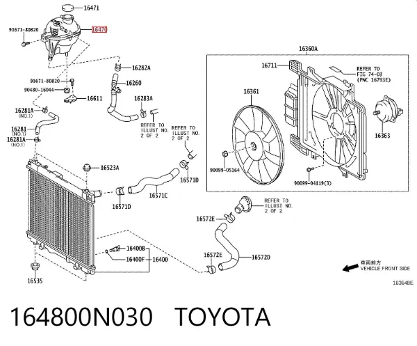 Tanque de expansão do sistema de esfriamento 164800N030 Toyota