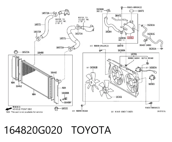 Tanque de expansão do sistema de esfriamento 164820G020 Toyota