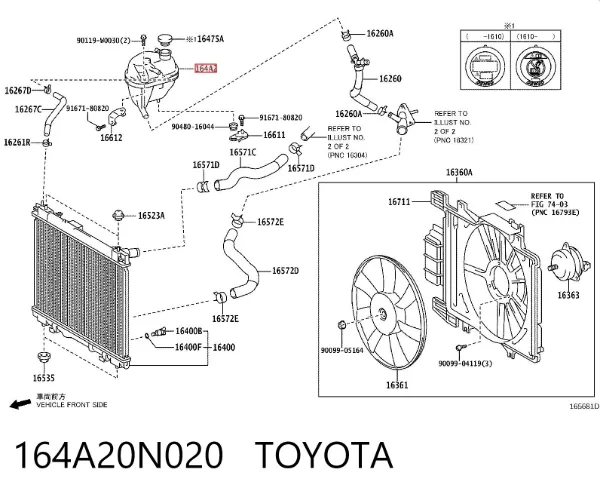 Tanque de expansão do sistema de esfriamento 164A20N020 Toyota