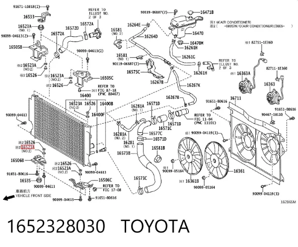 Coxim superior do radiador de aparelho de ar condicionado 1652328030 Toyota