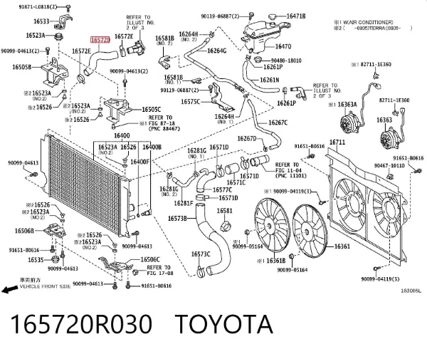 Mangueira (cano derivado) inferior do radiador de esfriamento 165720R030 Toyota