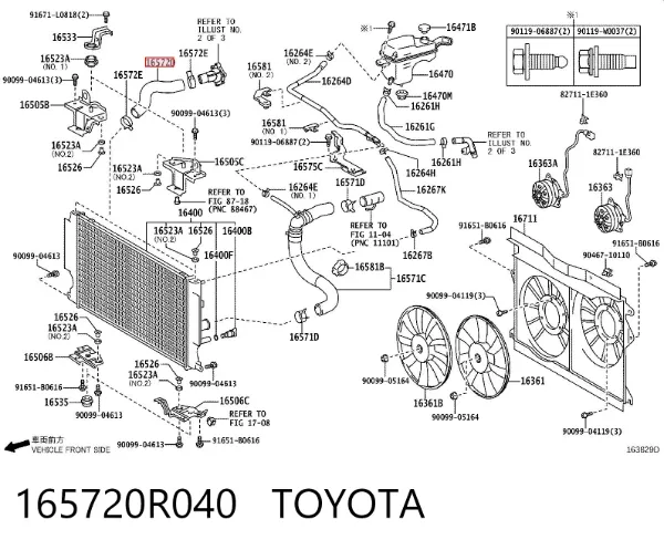 Mangueira (cano derivado) inferior do radiador de esfriamento 165720R040 Toyota