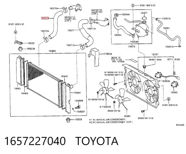 Mangueira (cano derivado) inferior do radiador de esfriamento 1657227040 Toyota