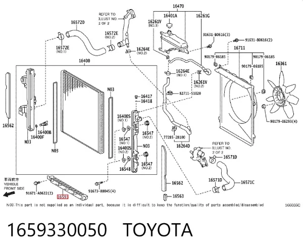 Conduto de ar (defletor) direito do radiador 1659330050 Toyota