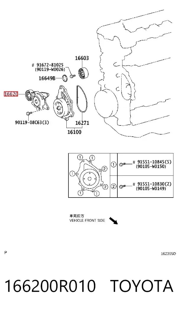 Reguladora de tensão da correia de transmissão 166200R010 Toyota