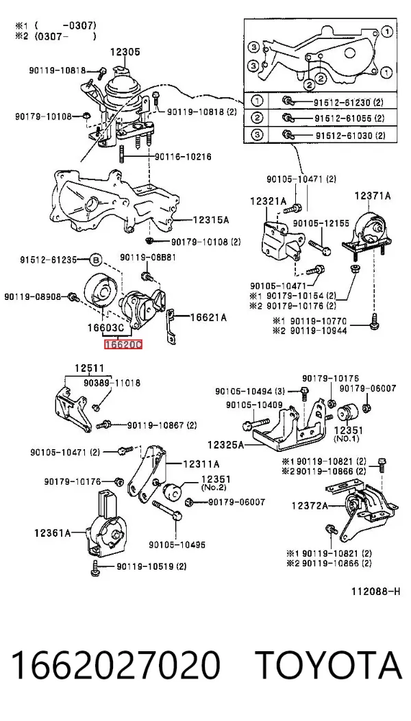 Reguladora de tensão da correia de transmissão 1662027020 Toyota