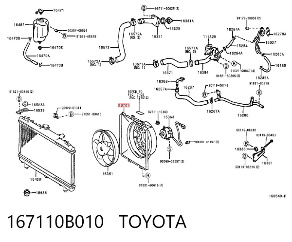 Difusor do radiador de esfriamento 167110B010 Toyota