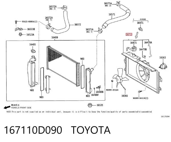 Difusor do radiador de esfriamento 167110D090 Toyota