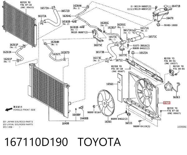 Difusor do radiador de esfriamento 167110D190 Toyota