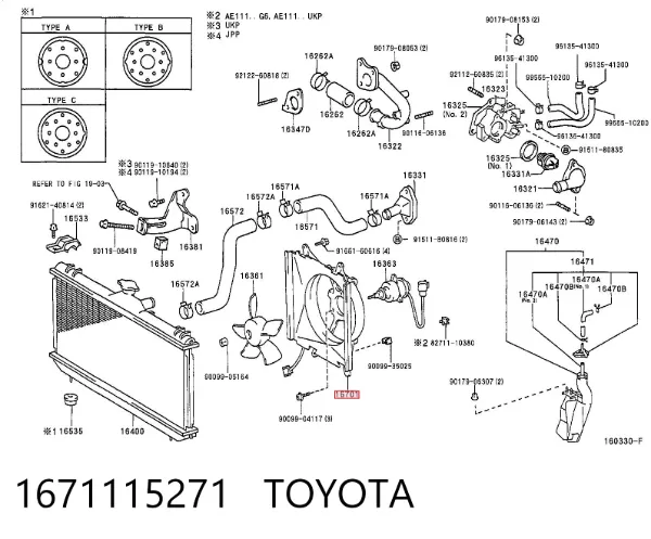 Ventilador elétrico de esfriamento montado (motor + roda de aletas) Toyota Corolla 